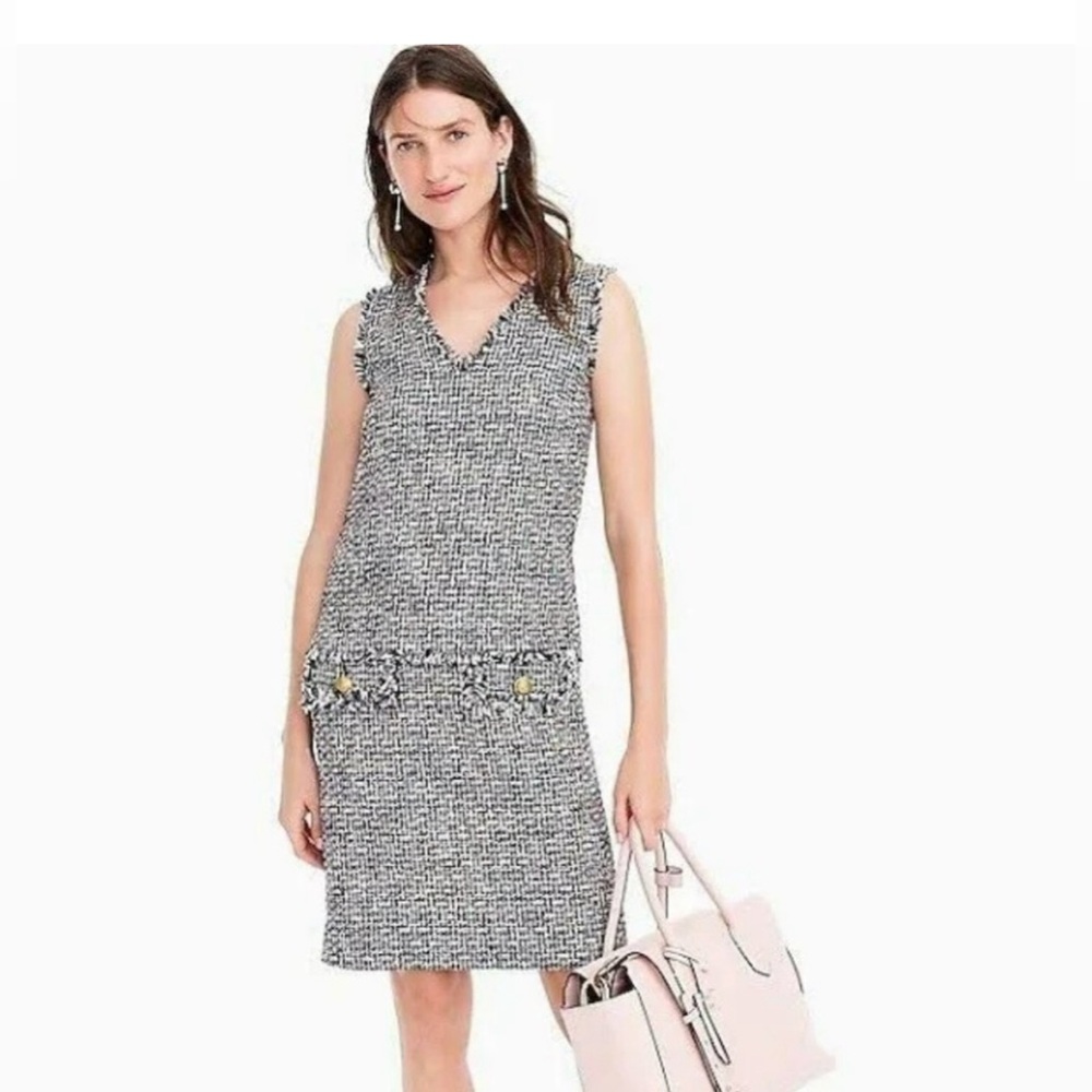 EUC J. Crew rainbow metallic tweed shift dress, size 0